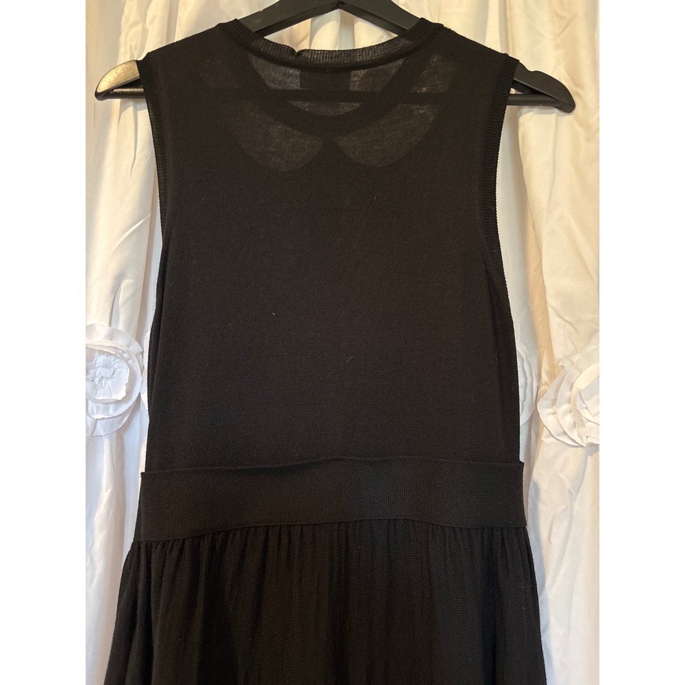 RED Valentino Black Knit Sleeveless Dress Lace Peter Pan Collar Bow Waist - Picture 4 of 11